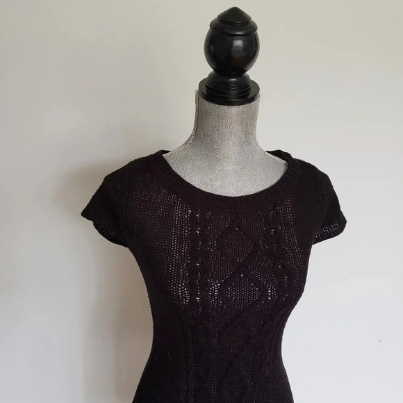 L.E.I. Sweater Dress Black Pull Over Round Medium - Picture 8 of 8